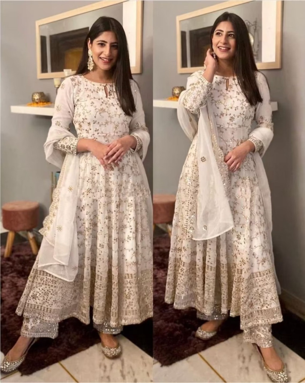 Semi-stitched Anarkali Gown